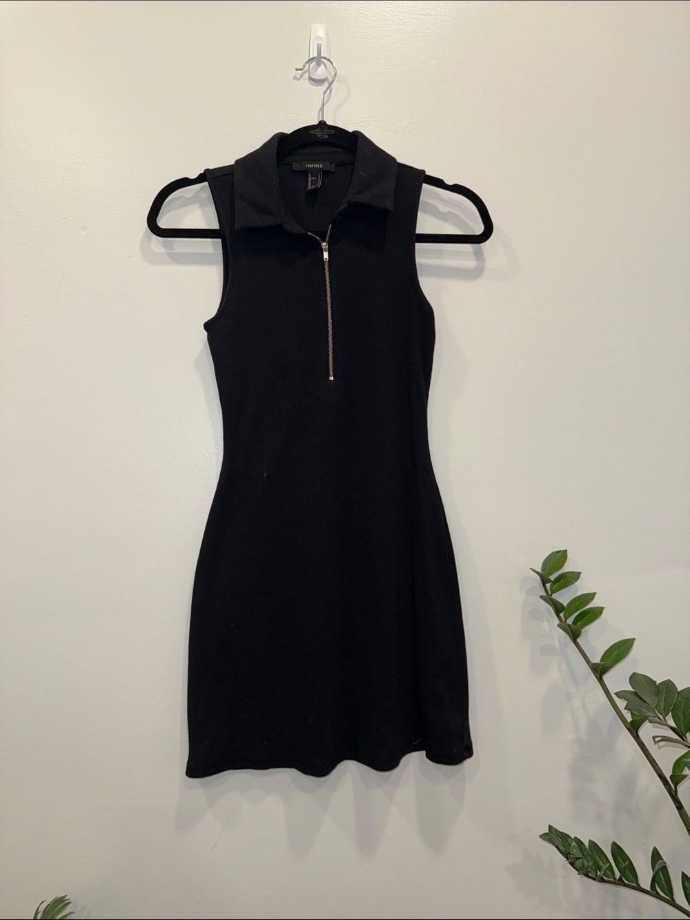 Sleeveless Black Polo Zip-Front Dress